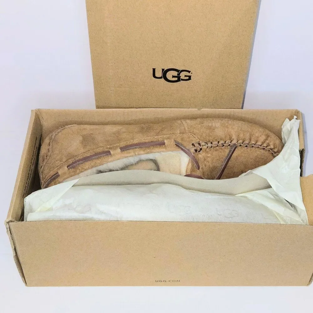 UGG Slip On Shoes Moccasin Dakota Suede/Wool Brown Women Sz 7 US (38 EU) NEW NIB